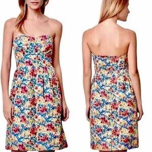 🌹NWOT:ANTHROPOLOGIE GIRLS FROM SAVOY FLORAL STRAPLESS DRESS